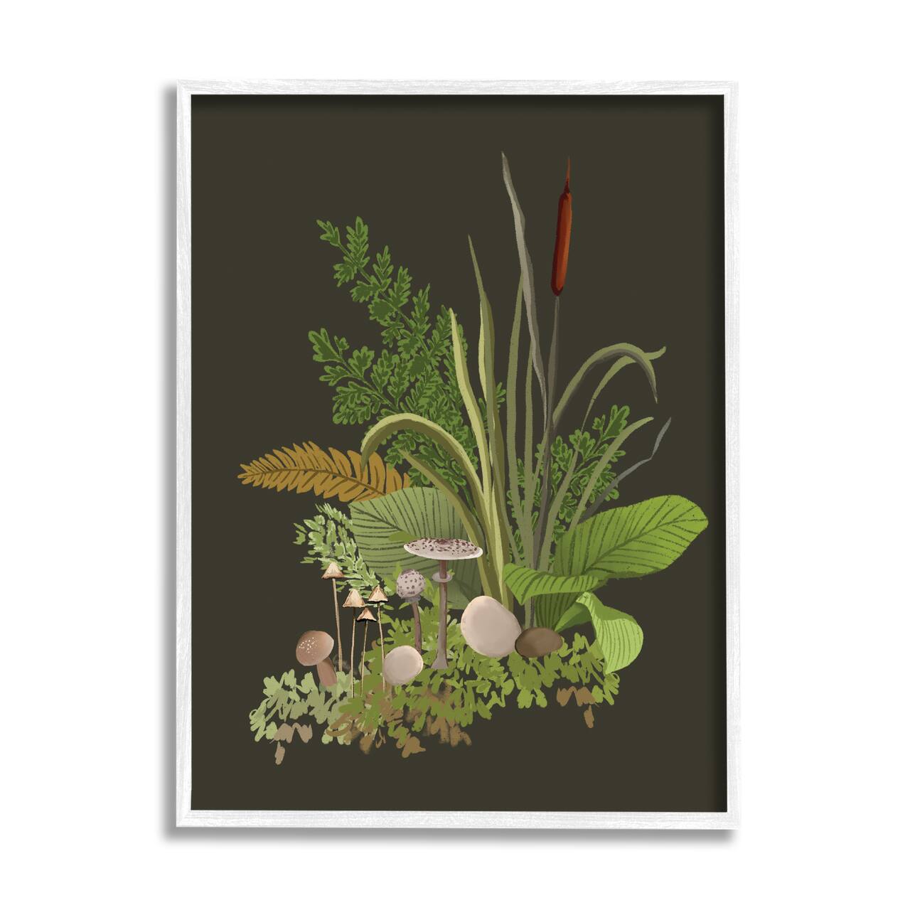 Stupell Industries Natural Forest Floor Mushrooms Ferns Framed Giclee Art